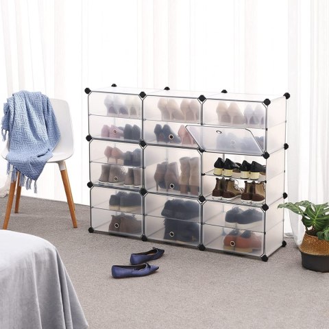 SZAFKA NA BUTY MODUŁOWY ORGANIZER 123 x 93 x 31 cm BIAŁY PRZEZROCZYSTY SZAFKA NA BUTY MODUŁOWY ORGANIZER 123 x 93 x 31 cm BIAŁY PRZEZROCZYSTY