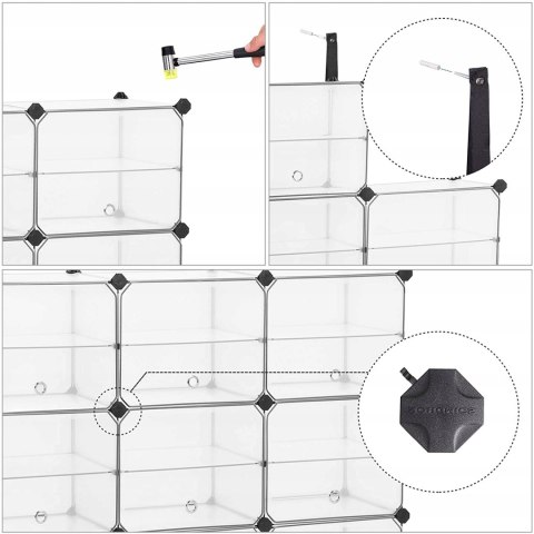 SZAFKA NA BUTY MODUŁOWY ORGANIZER 123 x 93 x 31 cm BIAŁY PRZEZROCZYSTY SZAFKA NA BUTY MODUŁOWY ORGANIZER 123 x 93 x 31 cm BIAŁY PRZEZROCZYSTY