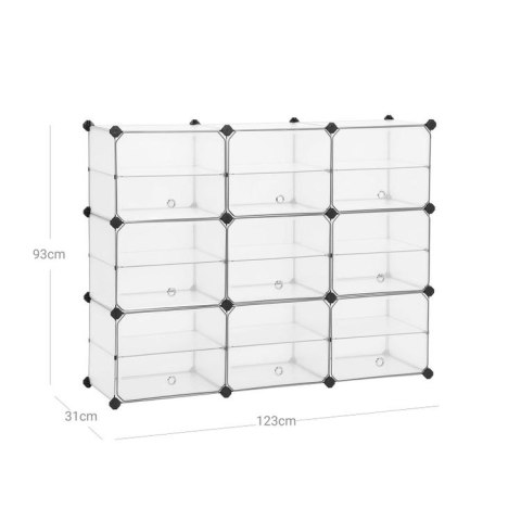 SZAFKA NA BUTY MODUŁOWY ORGANIZER 123 x 93 x 31 cm BIAŁY PRZEZROCZYSTY SZAFKA NA BUTY MODUŁOWY ORGANIZER 123 x 93 x 31 cm BIAŁY PRZEZROCZYSTY