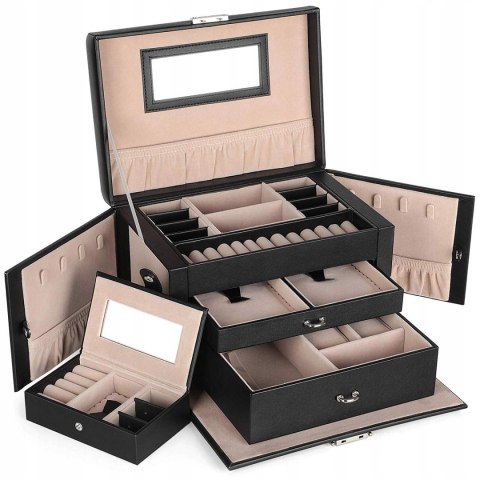 Szkatułka organizer pudełko na biżuterię Songmics 17x26x18 cm czarna