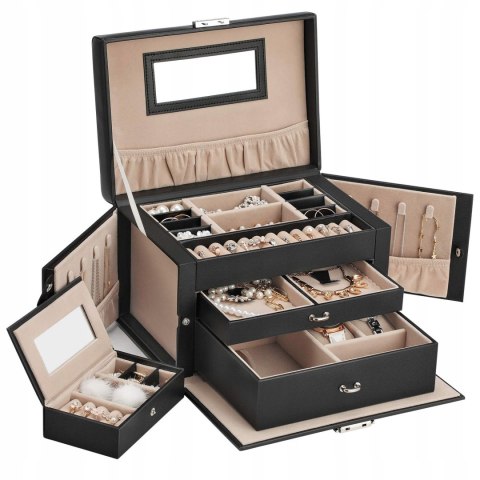 Szkatułka organizer pudełko na biżuterię Songmics 17x26x18 cm czarna