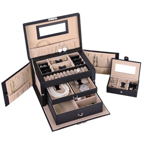 Szkatułka organizer pudełko na biżuterię Songmics 17x26x18 cm czarna