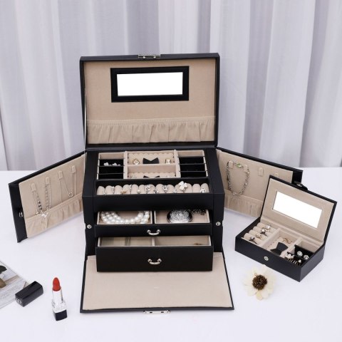 Szkatułka organizer pudełko na biżuterię Songmics 17x26x18 cm czarna