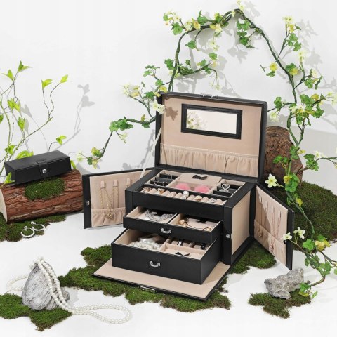 Szkatułka organizer pudełko na biżuterię Songmics 17x26x18 cm czarna