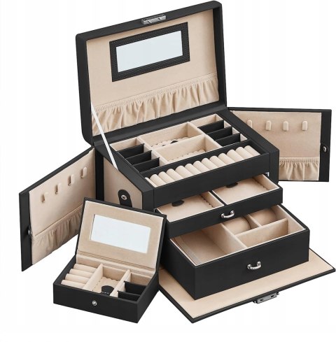 Szkatułka organizer pudełko na biżuterię Songmics 17x26x18 cm czarna