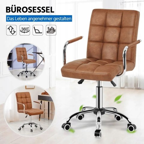 KRZESŁO OBROTOWE FOTEL biurowy retro brąz yaheetech