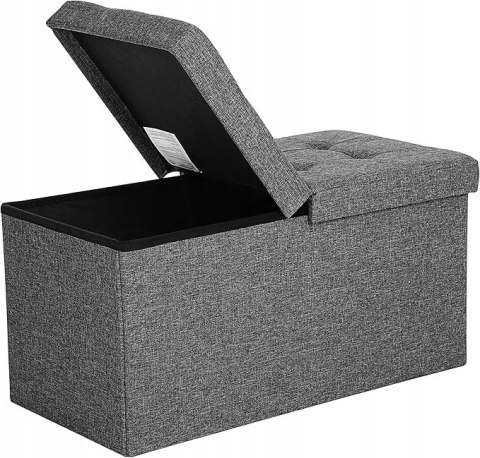 PUFA TAPICEROWANA ze schowkiem Songmics 76 x 38 x 38 cm odcienie szarości PUFA TAPICEROWANA ze schowkiem Songmics 76 x 38 x 38 cm odcienie szarości