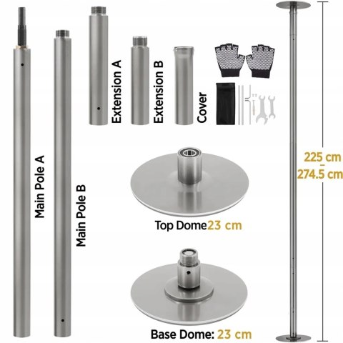 Rura do tańca POLE DANCE Drążek Yaheetech od 225 do 274,5 cm