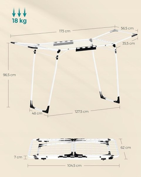 SUSZARKA WOLNOSTOJĄCA pozioma Songmics 56,5 x 173 x 96,5 cm SUSZARKA WOLNOSTOJĄCA pozioma Songmics 56,5 x 173 x 96,5 cm