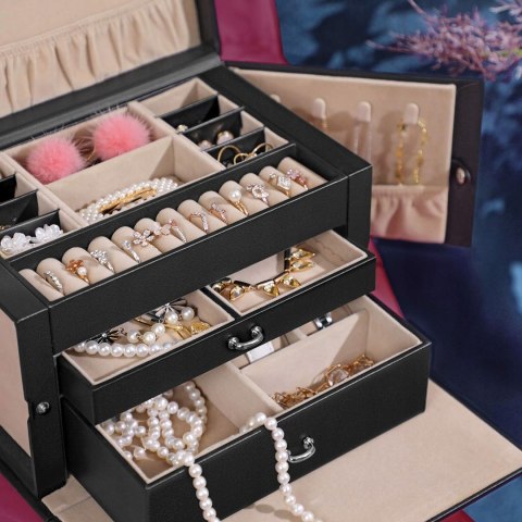Szkatułka organizer pudełko na biżuterię Songmics 17x26x18 cm czarna