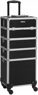Walizka organizer do makijażu kółka profesjonalna duża czarna 35x25x79 cm
