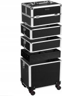 Walizka organizer do makijażu kółka profesjonalna duża czarna 35x25x79 cm