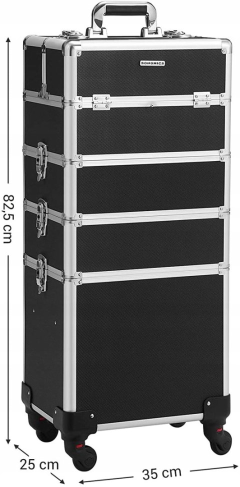 Walizka organizer do makijażu kółka profesjonalna duża czarna 35x25x79 cm Walizka organizer do makijażu kółka profesjonalna duża czarna 35x25x79 cm