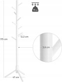 Wieszak na ubrania stojący drewno Songmics biały 175 cm