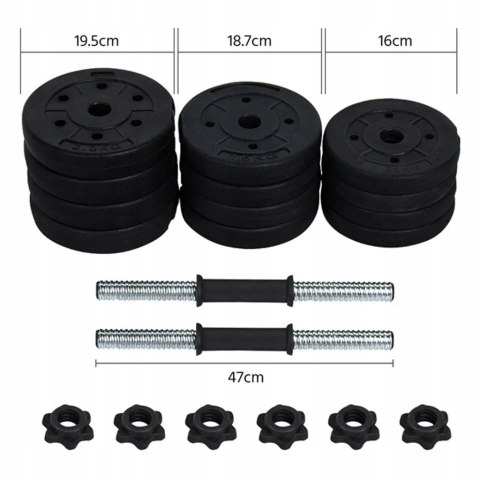 Hantle powlekane/gumowane BETON regulowane ŁĄCZNIE 20 KG zestaw 2 X 10 KG Hantle powlekane/gumowane BETON regulowane ŁĄCZNIE 20 KG zestaw 2 X 10 KG