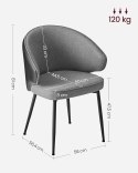 KRZESŁO JADALNIANE Songmics 58 x 56,4 x 81 cm odcienie szarości 1 szt.