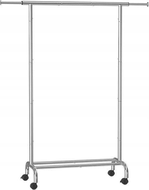 MOBILNY WIESZAK NA UBRANIA regulacja szerokości z dolną półką 156cm srebrny MOBILNY WIESZAK NA UBRANIA regulacja szerokości z dolną półką 156cm srebrny