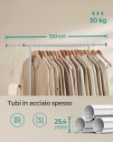 MOBILNY WIESZAK NA UBRANIA regulacja szerokości z dolną półką 156cm srebrny