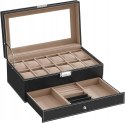 PUDEŁKO NA ZEGARKI i biżuterię Songmics 32,5 x 18,5 x 13,5 cm czarne