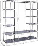 SZAFA MATERIAŁOWA SKŁADANA z przesuwaną zasłoną szara songmics
