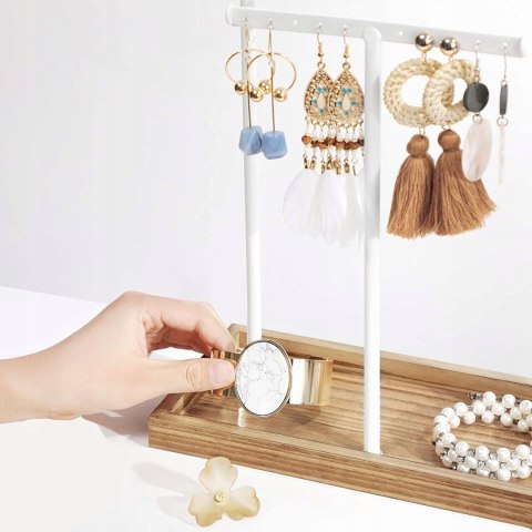 Stojak ORGANIZER na biżuterię vintage brązowo-biały Stojak ORGANIZER na biżuterię vintage brązowo-biały