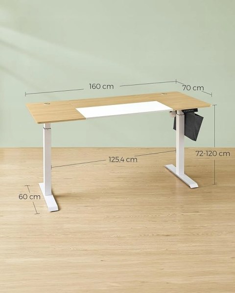 BIURKO Z ELEKTRYCZNĄ REGULACJĄ WYSOKOŚCI Songmics 70 x 160 x (72-120) cm BIURKO Z ELEKTRYCZNĄ REGULACJĄ WYSOKOŚCI Songmics 70 x 160 x (72-120) cm