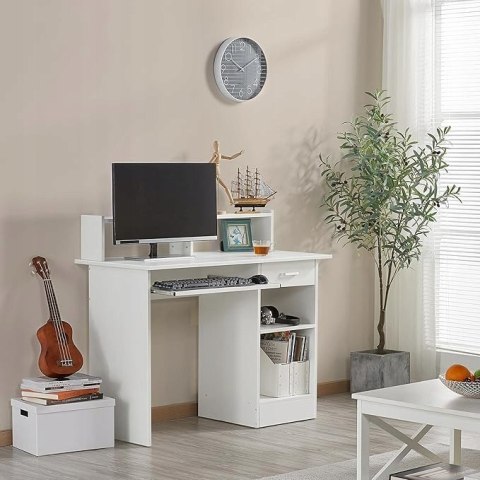 Biurko komputerowe prostokątne Yaheetech 106 x 50 x 75 cm białe z półką Biurko komputerowe prostokątne Yaheetech 106 x 50 x 75 cm białe z półką