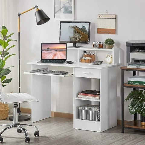 Biurko komputerowe prostokątne Yaheetech 106 x 50 x 75 cm białe z półką Biurko komputerowe prostokątne Yaheetech 106 x 50 x 75 cm białe z półką