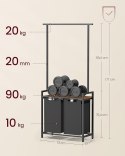 KOSZ NA PRANIE z wieszakiem segregacja 2 przegrody brąz 2x46L czarny