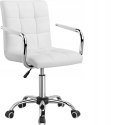 KRZESŁO OBROTOWE FOTEL biurowy biały yaheetech chrom kółka