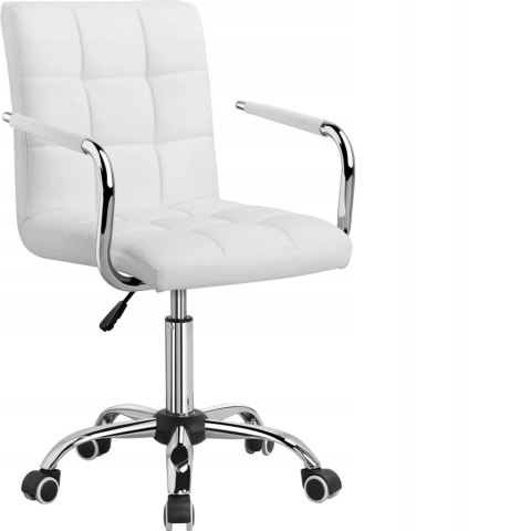 KRZESŁO OBROTOWE FOTEL biurowy biały yaheetech chrom kółka