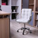 KRZESŁO OBROTOWE FOTEL biurowy biały yaheetech chrom kółka
