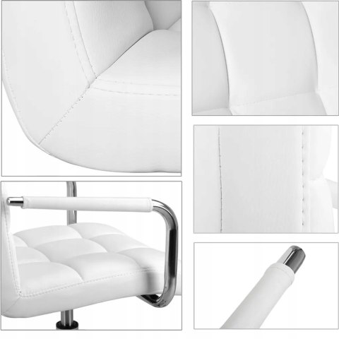 KRZESŁO OBROTOWE FOTEL biurowy biały yaheetech chrom kółka