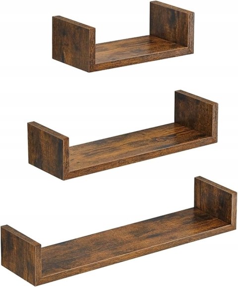 PŁYWAJĄCE PÓŁKI komplet 3 szt. LOFT vintage brąz