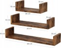 PŁYWAJĄCE PÓŁKI komplet 3 szt. LOFT vintage brąz