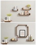 PŁYWAJĄCE PÓŁKI komplet 3 szt. LOFT vintage brąz