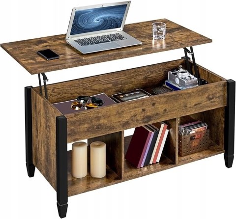 STOLIK KAWOWY ŁAWA z podnoszonym blatem yaheetech rustykalny brąz