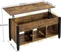 STOLIK KAWOWY ŁAWA z podnoszonym blatem yaheetech rustykalny brąz