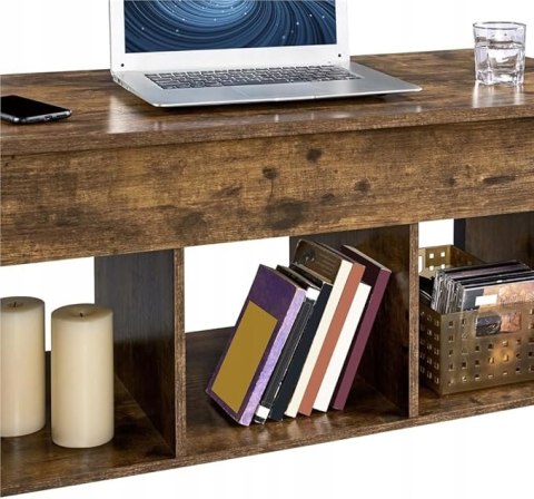 STOLIK KAWOWY ŁAWA z podnoszonym blatem yaheetech rustykalny brąz