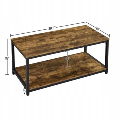 STOLIK KAWOWY Ława prostokątny 100x50x45cm INDUSTRIALNY RUSTYKALNY brąz STOLIK KAWOWY Ława prostokątny 100x50x45cm INDUSTRIALNY RUSTYKALNY brąz