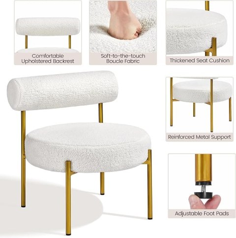 STYLOWE KRZESŁO do salonu, krzesło relaksacyjne Yaheetech białe