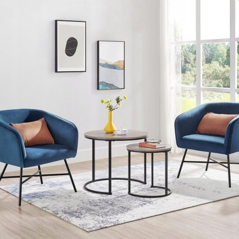 Stolik kawowy zestaw 2 stolików Yaheetech okrągłe 60x60x50,5 cm szary brąz Stolik kawowy zestaw 2 stolików Yaheetech okrągłe 60x60x50,5 cm szary brąz
