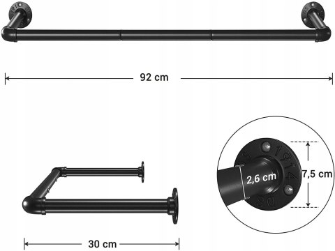 WIESZAKI WISZĄCE INDUSTRIALNE ZESTAW 2 SZT METAL CZARNE WIESZAKI WISZĄCE INDUSTRIALNE ZESTAW 2 SZT METAL CZARNE