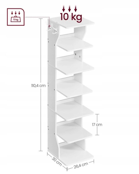 SZAFKA NA BUTY Songmics 26,4 x 110,4 x 30 cm biały SZAFKA NA BUTY Songmics 26,4 x 110,4 x 30 cm biały