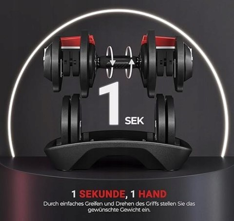 ZESTAW HANTLI Yaheetech Regulowane hantle 12 w 1, od 1,5 kg do 18 kg ZESTAW HANTLI Yaheetech Regulowane hantle 12 w 1, od 1,5 kg do 18 kg