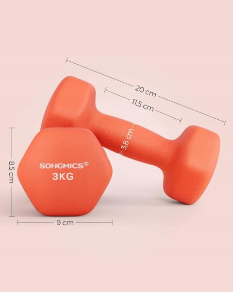 Hantle neoprenowe żeliwne powlekane Songmics 2x 3 kg pomarańczowe 2 szt Hantle neoprenowe żeliwne powlekane Songmics 2x 3 kg pomarańczowe 2 szt