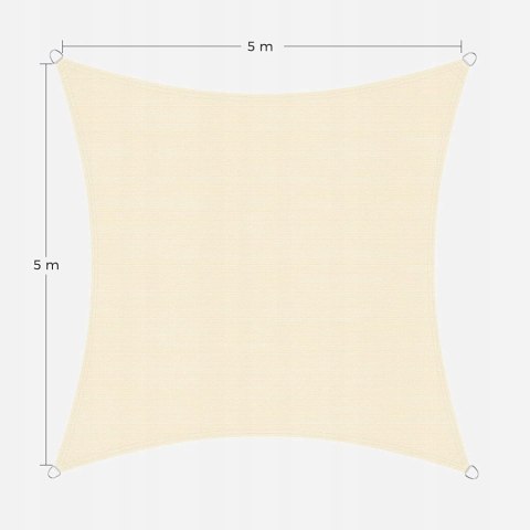 OSŁONA PRZECIWSŁONECZNA żagiel przeciwsłoneczny 5x5 m beż OSŁONA PRZECIWSŁONECZNA żagiel przeciwsłoneczny 5x5 m beż