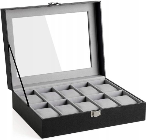 Pudełko na zegarki SONGMICS 25,5x20x8 cm czarne Pudełko na zegarki SONGMICS 25,5x20x8 cm czarne