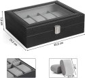 Pudełko na zegarki SONGMICS 25,5x20x8 cm czarne