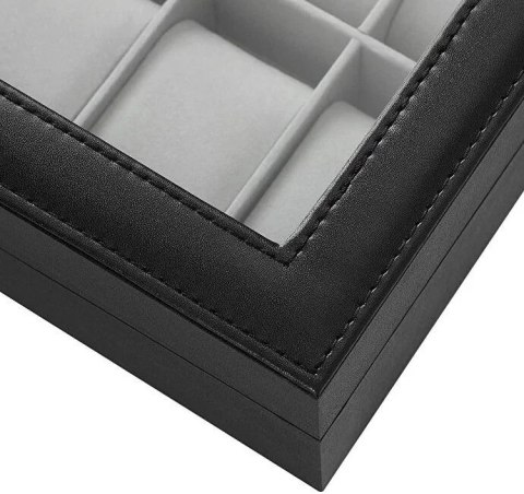 Pudełko na zegarki SONGMICS 25,5x20x8 cm czarne Pudełko na zegarki SONGMICS 25,5x20x8 cm czarne